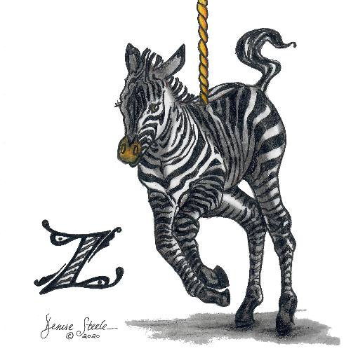 Z is for Zebra — carousel illustration by Denise Steele
