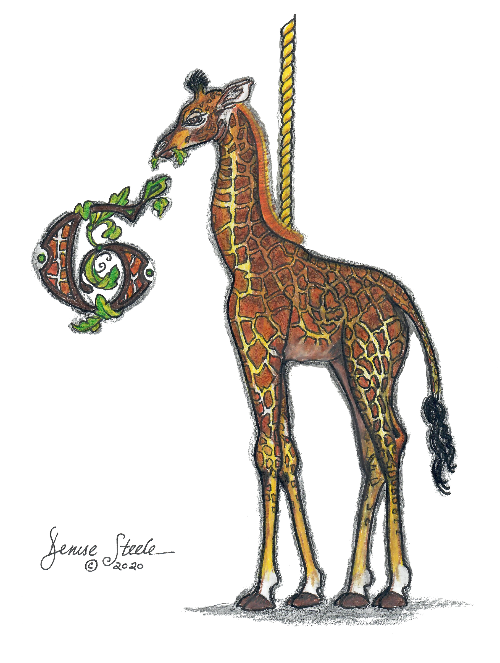 G is for Giraffe — carousel illustration by Denise Steele