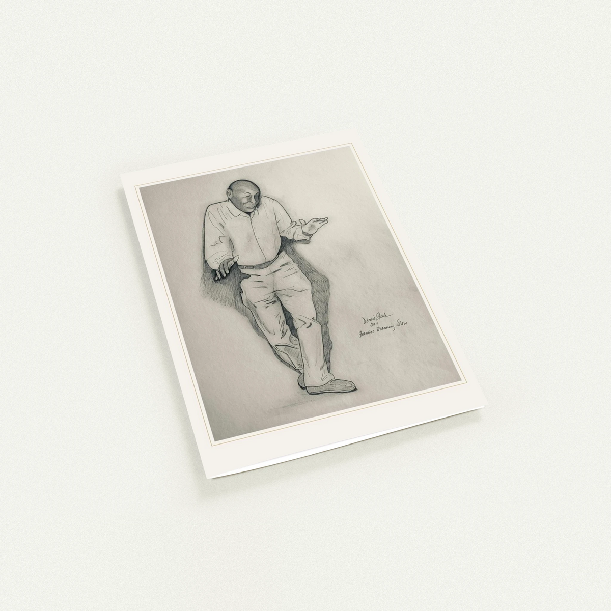 Frankie Manning greeting card by Denise Steele: a pencil sketch of the swing dancer Frankie Manning